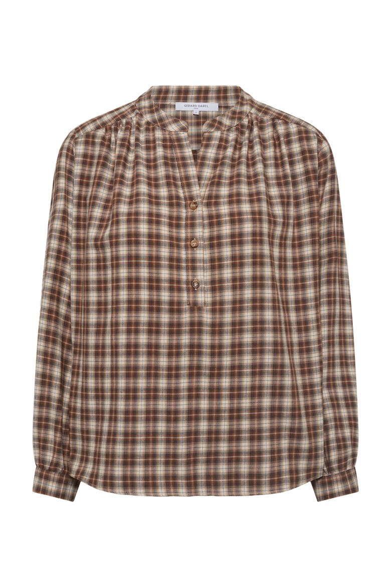 Aline Checked Blouse, Alternate, color, Brown