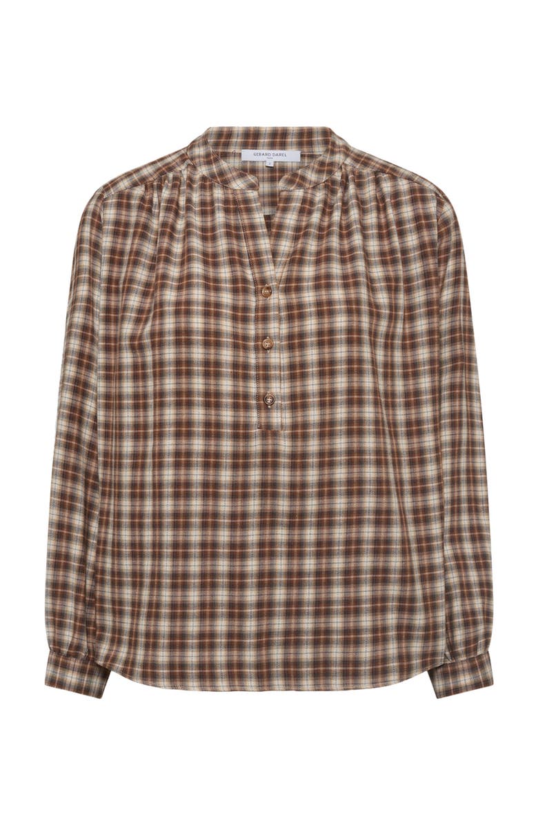 GERARD DAREL Aline Checked Blouse, Alternate, color, Brown