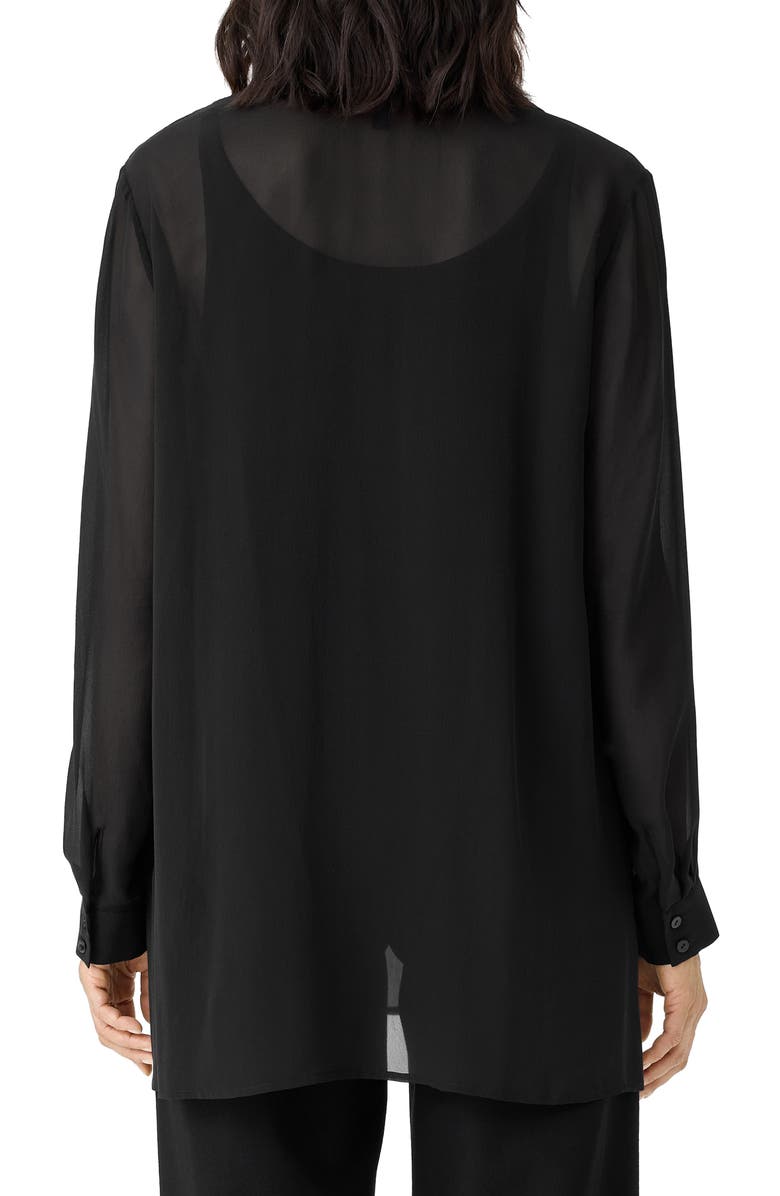 Eileen Fisher Classic Collar Long Silk Button-Up Shirt, Alternate, color, 