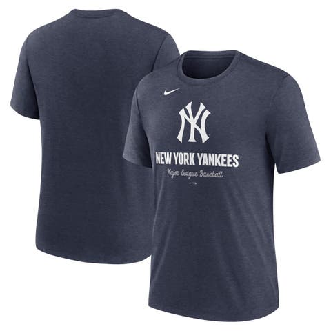 Men's Nike Heather Navy New York Yankees Logo Tri-Blend T-Shirt