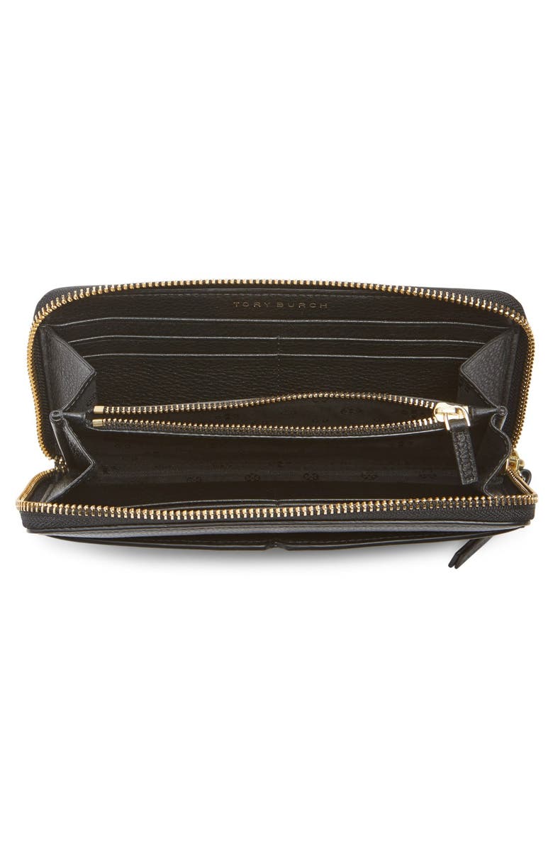 Tory Burch 'Bombe T' Leather Zip Continental Wallet, Alternate, color, 