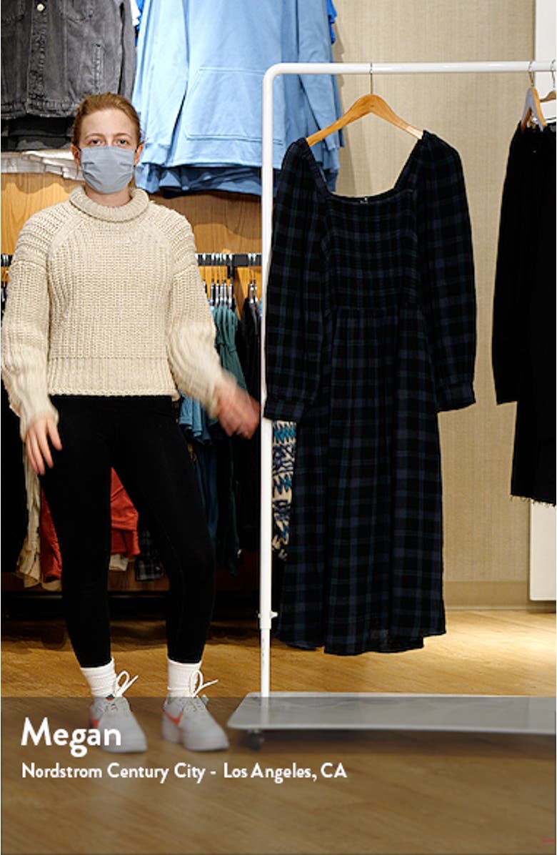 Lucie Livonia Plaid Lightspun Long Sleeve Smocked Midi Dress, sales video thumbnail