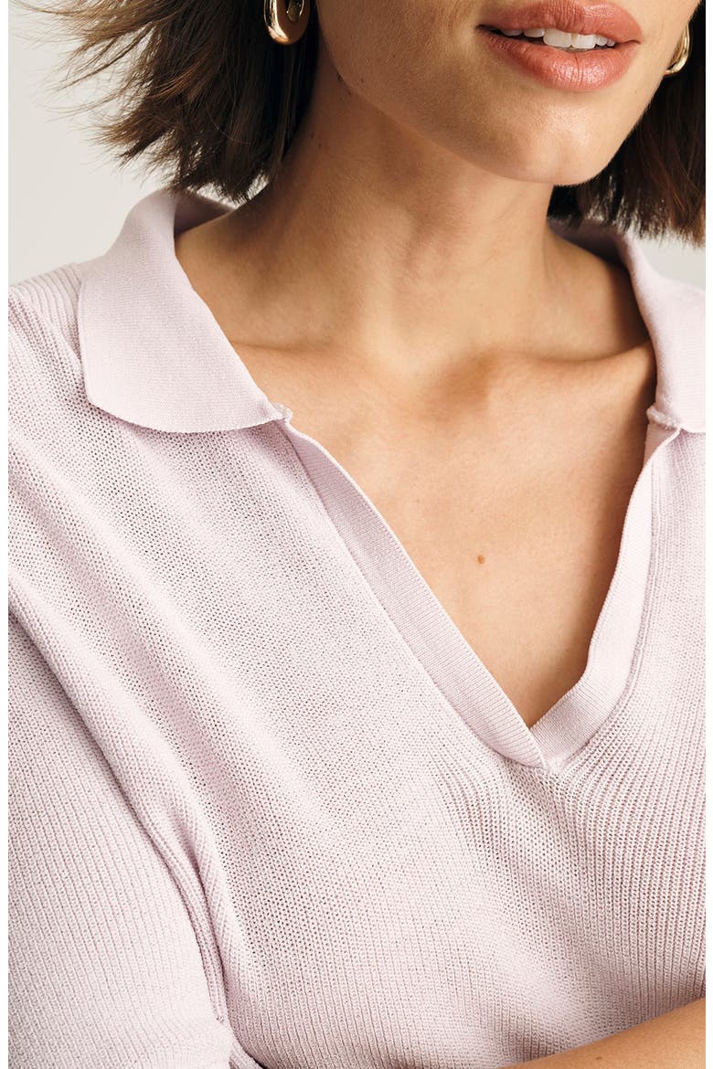 Rib Polo Sweater, Alternate, color, ORCHID HUSH