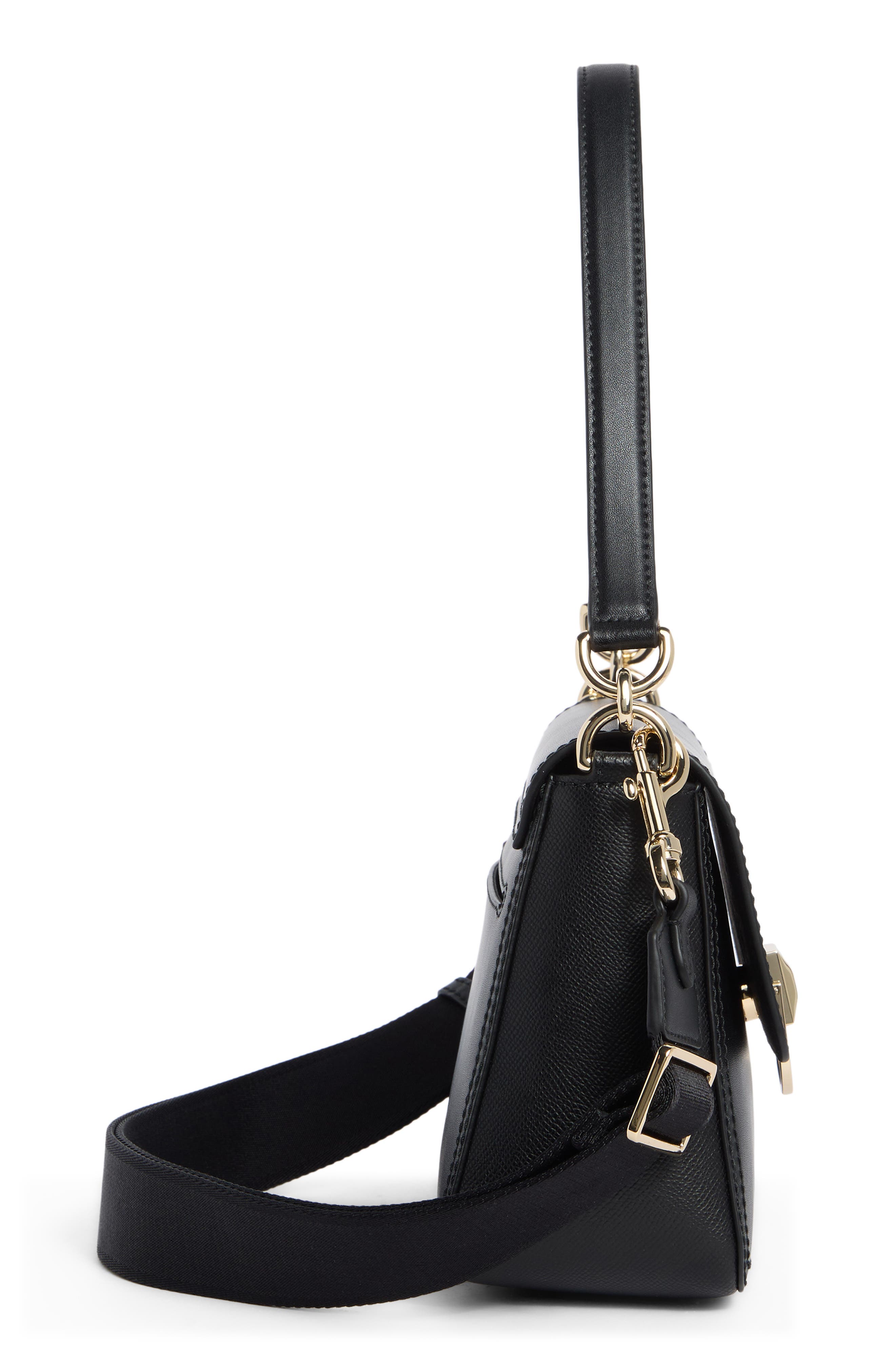 Furla Circe Small Leather Satchel, Alternate, color, Nero