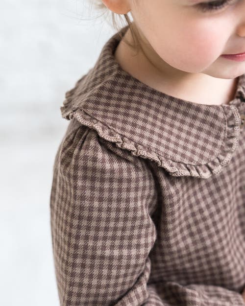 Kendi Yael Flannel Ruffle Collared Shirt In Brown
