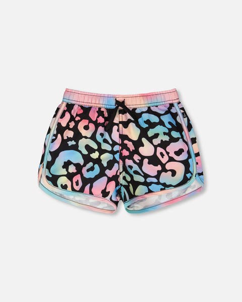 Elastic Waist Drawstring Leopard Swim Shorts (Toddler, Little Kid & Big Kid)