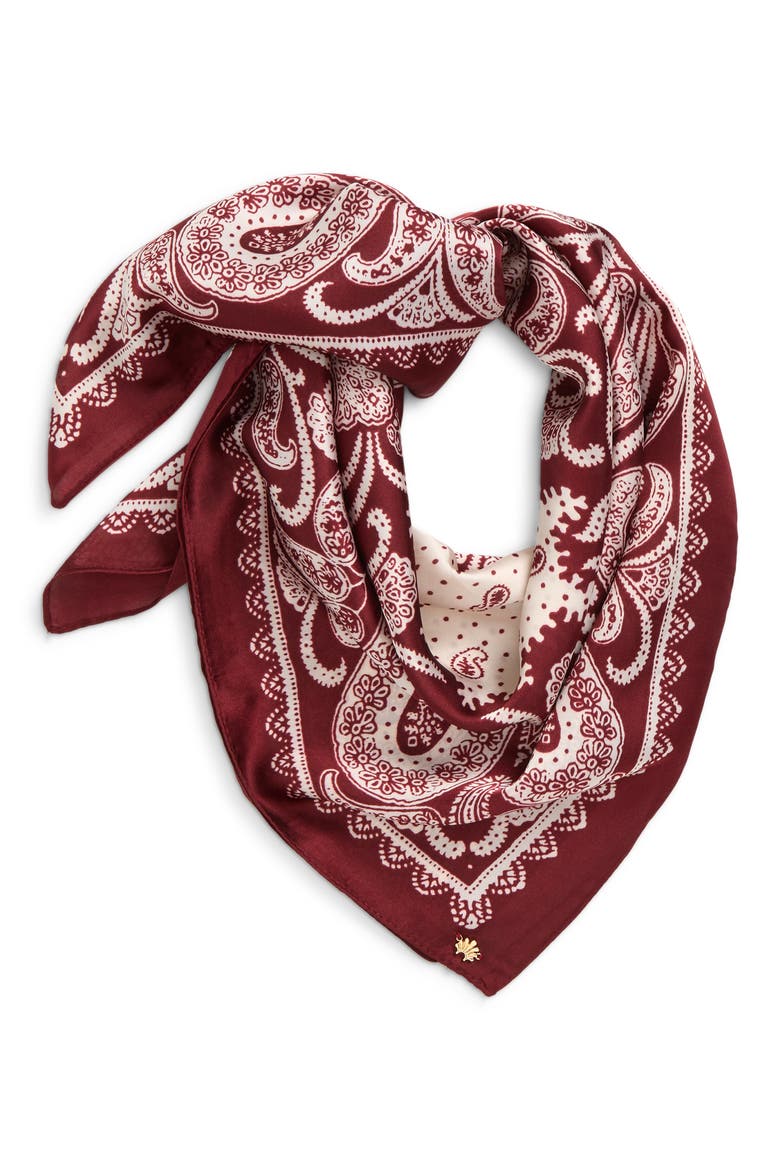 Paisley Square Satin Scarf, Alternate, color, MERLOT PAISLEY