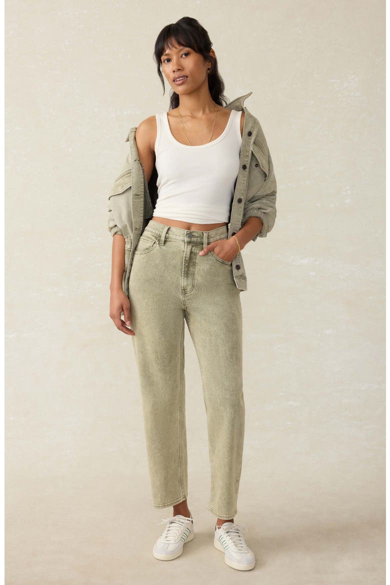 High Waist Slim Straight Leg Jeans, Alternate, color, OLIVE HAZE WASH