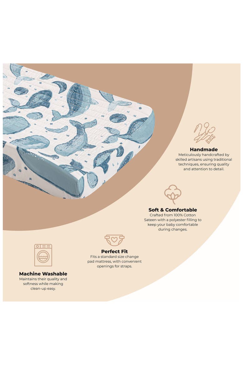 Quilted Changing Pad Cover, Alternate, color, BLUE/ WHITE
