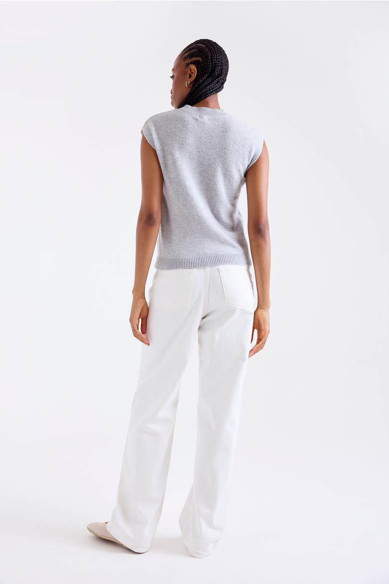 Zarah Crew Neck 100% Cashmere Vest, Alternate, color, SUPER GREY