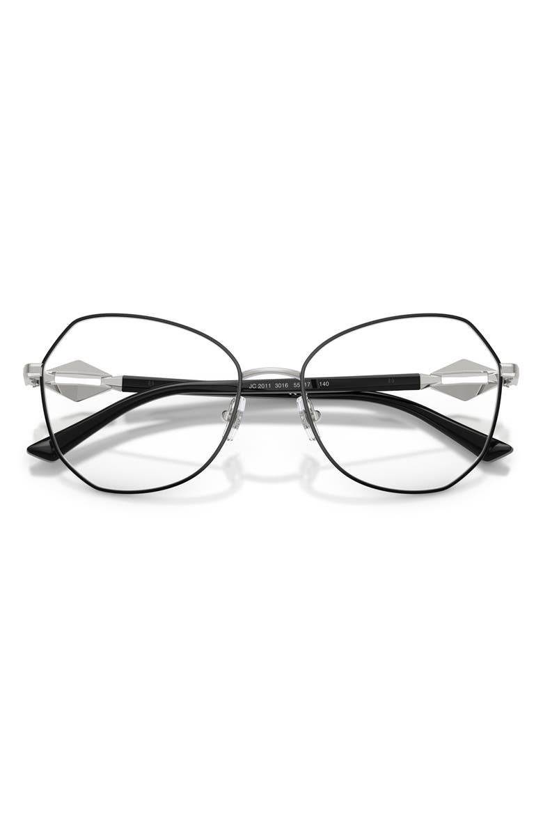 Jimmy Choo 55mm Round Optical Glasses, Alternate, color, Silver/ Black / Demo Lens