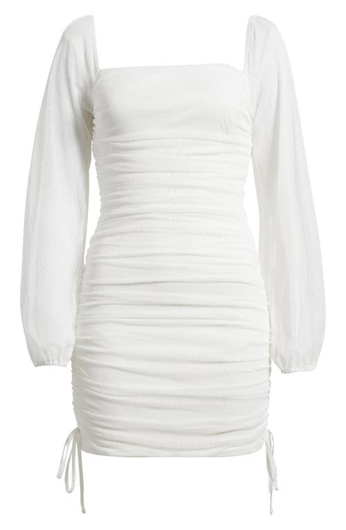 Jump Apparel Long Sleeve Ruched Minidress In White