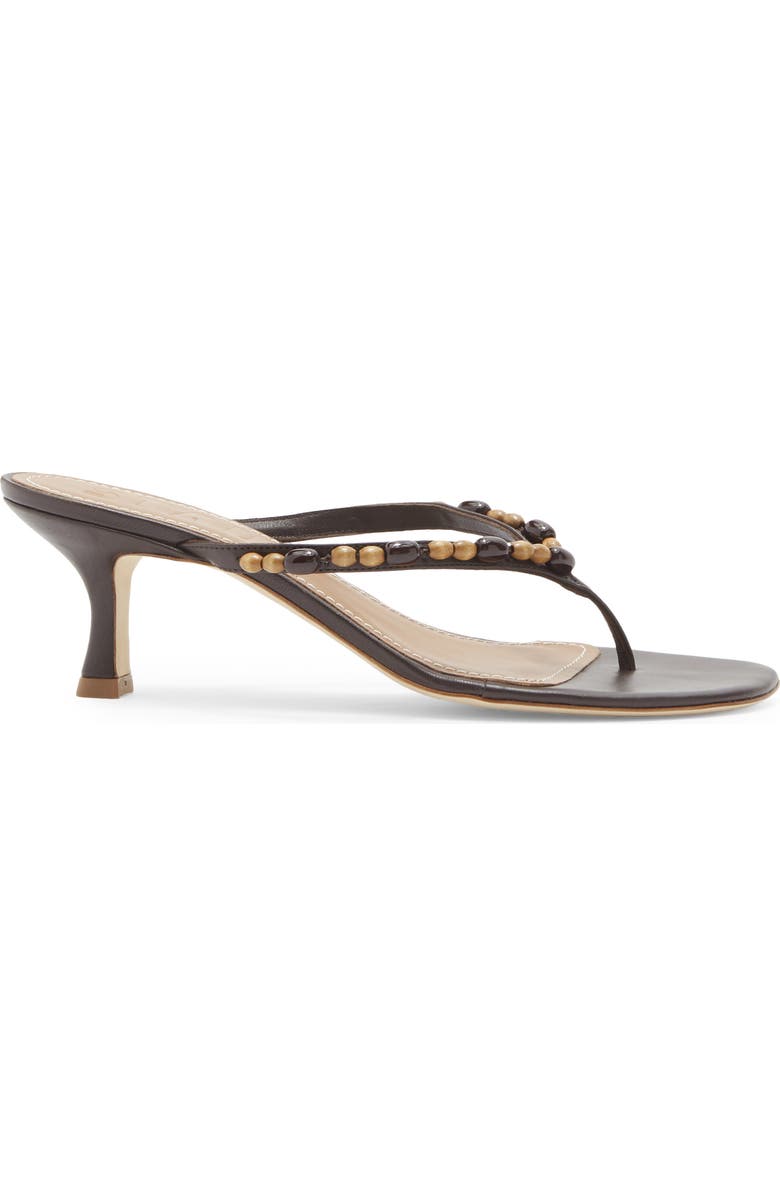 STAUD Freja Woven Thong Slide Sandal, Alternate, color, Wood Beads