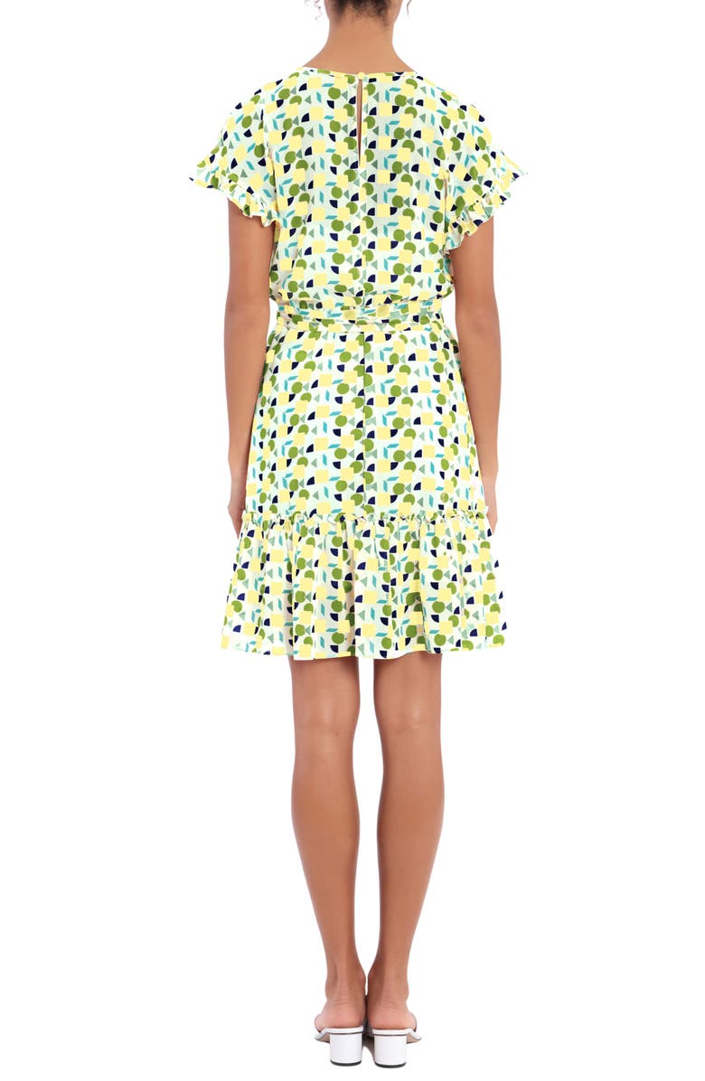 London Times Drop Shoulder Jewel Neck Elastic Waist Ruffle Dress, Alternate, color, 