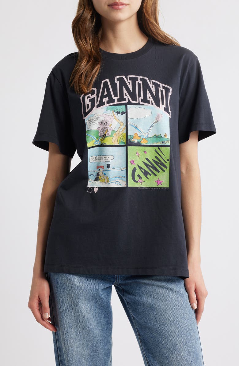 Ganni Teddy Organic Cotton Graphic T-Shirt, Main, color,