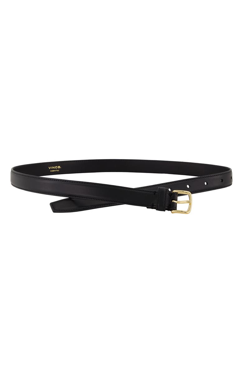 Vince Stitched Leather Belt, Alternate, color, Black / Gold