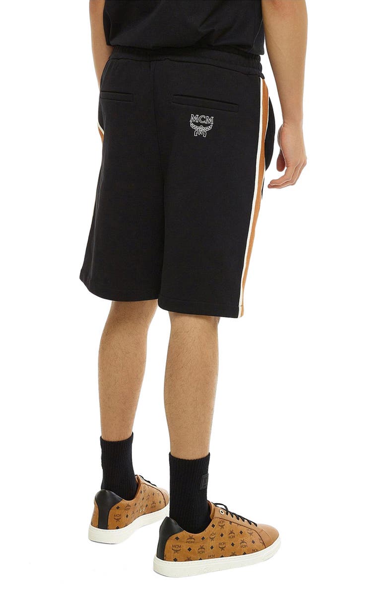 MCM Men's Classic Logo Track Shorts in Organic Cotton, Alternate, color, Black
