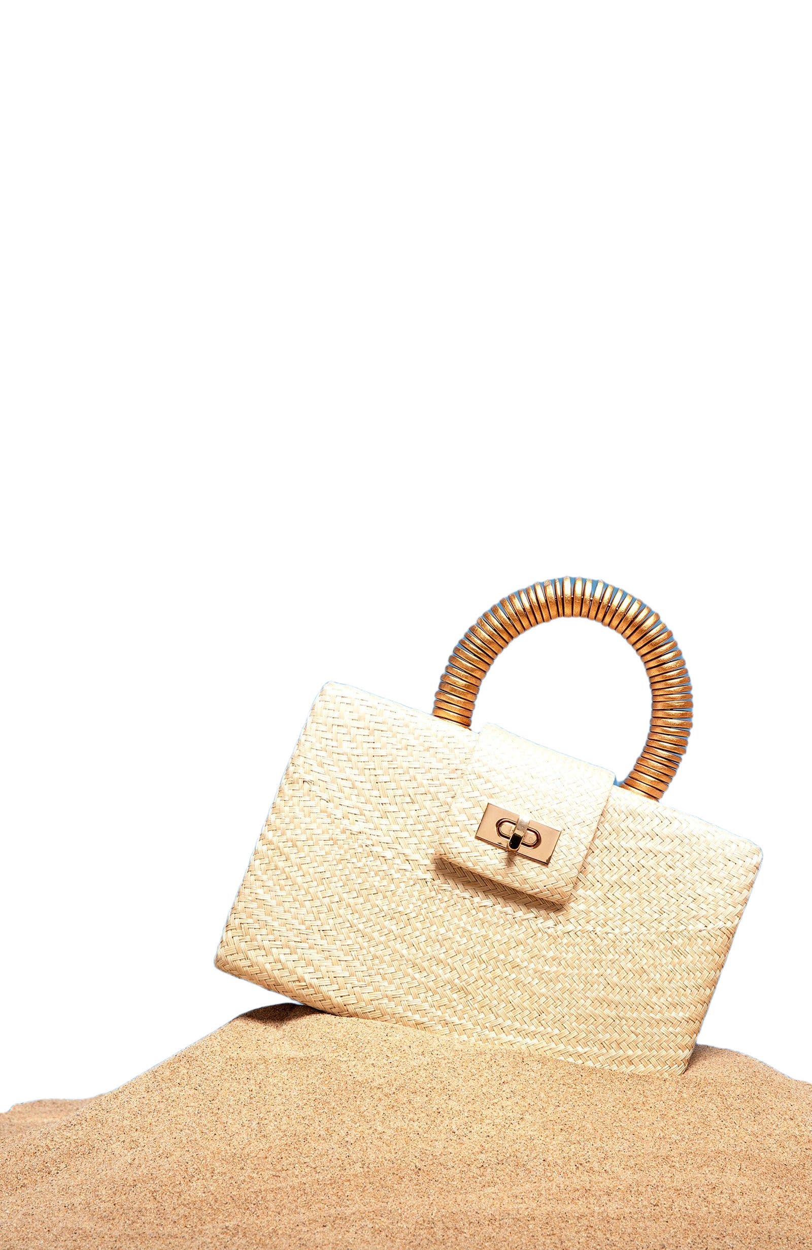 Soli & Sun THE GRACIE Woven Buntal Straw Clutch Bag, Alternate, color, Cream