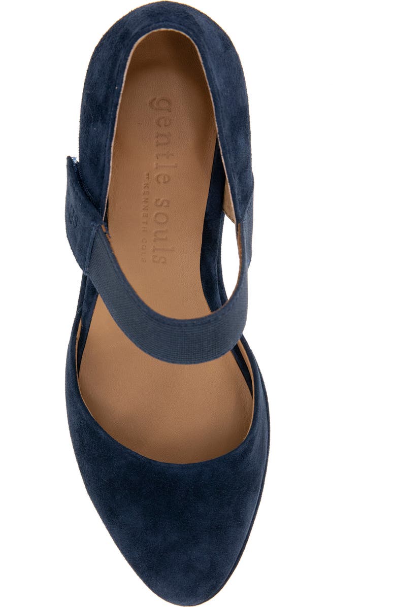 Gentle Souls Oriana Ankle Strap Wedge Pump, Alternate, color, Navy Suede