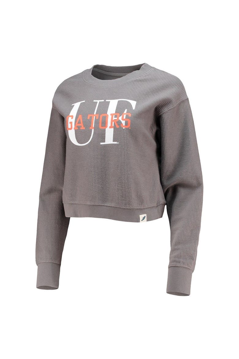 Women's League Collegiate Wear Graphite Florida Gators Classic Corded Timber Crop Pullover Sweatshirt, Alternate, color, Graphite