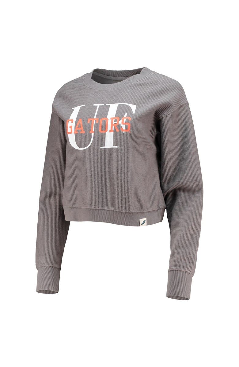 LEAGUE COLLEGIATE WEAR Women's League Collegiate Wear Graphite Florida Gators Classic Corded Timber Crop Pullover Sweatshirt, Alternate, color, Graphite