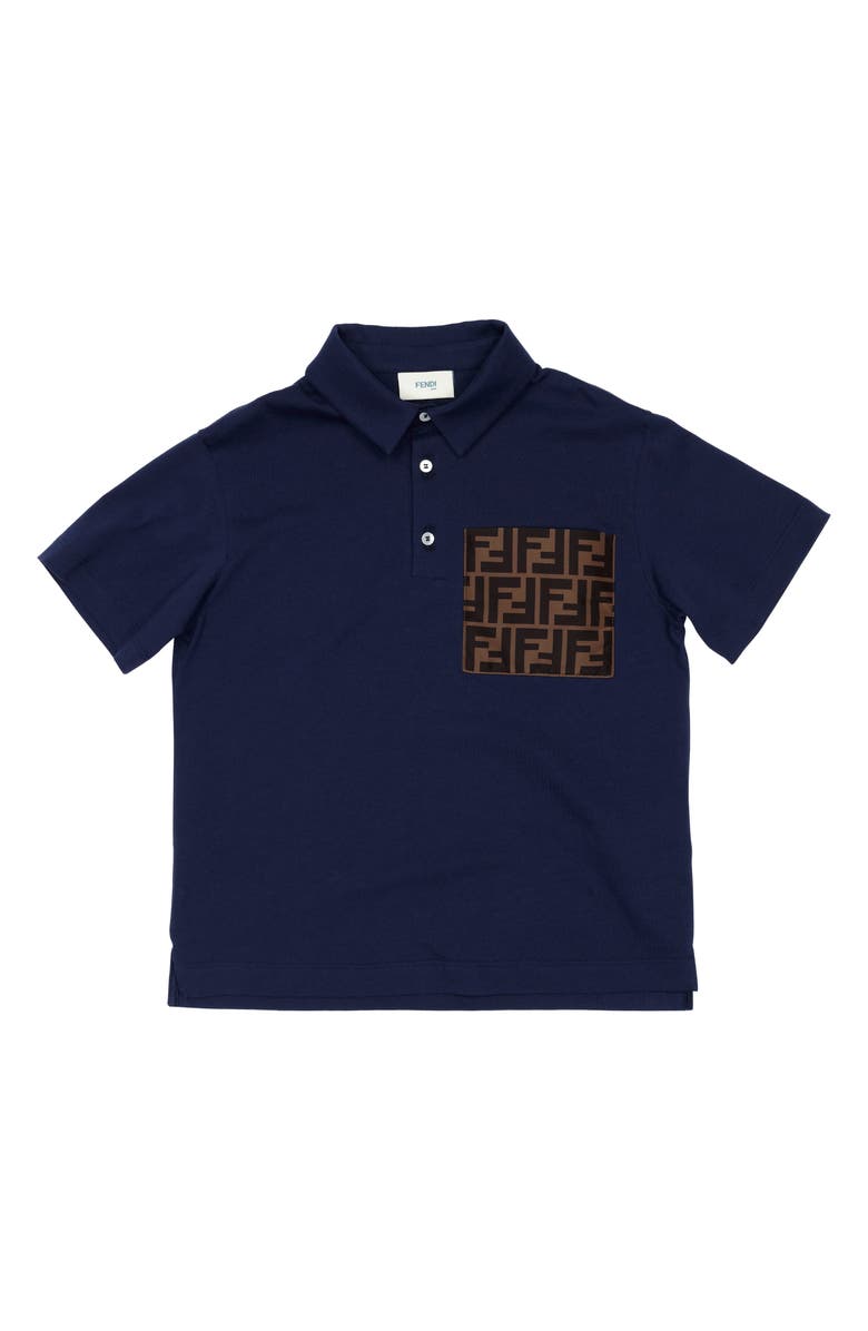 Fendi Kids' FF Pocket Cotton Polo, Main, color, 