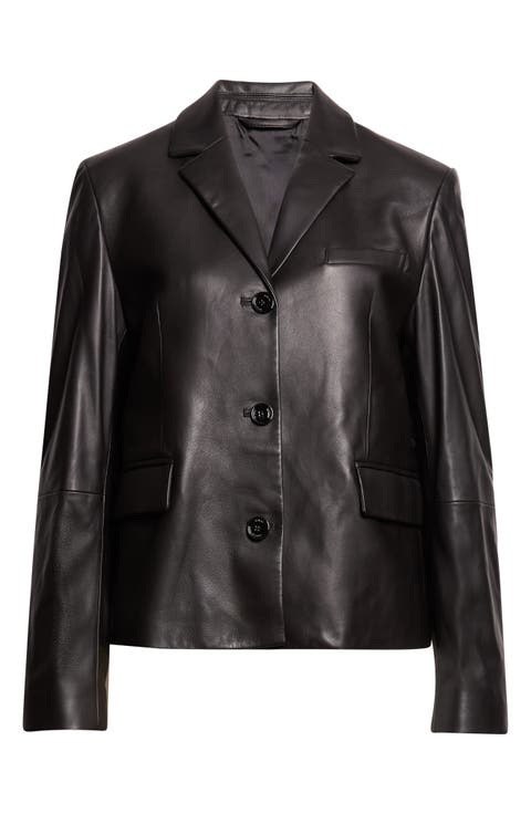 Short Leather Blazer