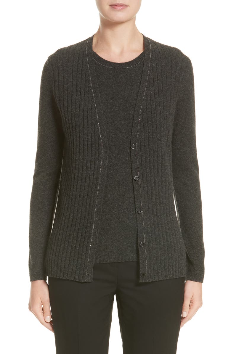 Lafayette 148 New York Chain Detail Cashmere Cardigan, Main, color,