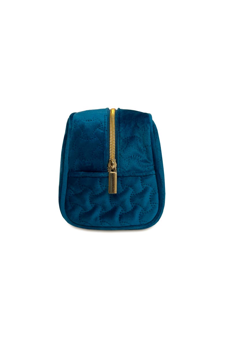 The Riviera Velvet Cosmetic Case - Teal Blue, Alternate, color, Teal Blue
