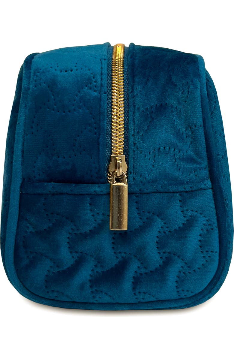 Youzey The Riviera Velvet Cosmetic Case - Teal Blue, Alternate, color, Teal Blue