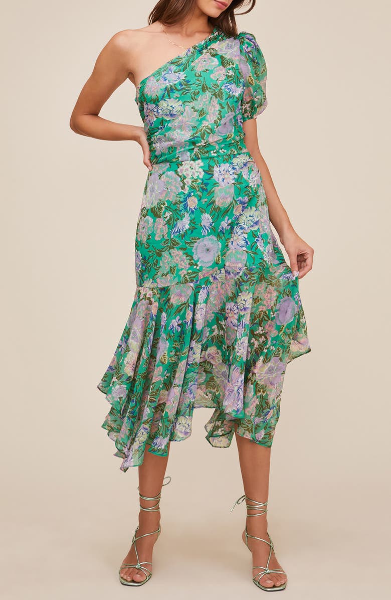 ASTR the Label Santorini One Shoulder Asymmetrical Midi Dress, Alternate, color,