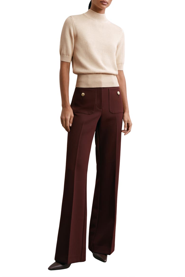Aria Mock Neck Cotton & Wool Sweater, Alternate, color, NEUTRAL