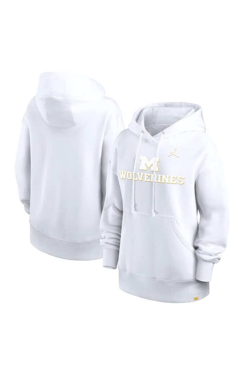 Jordan Brand Women's Jordan Brand White Michigan Wolverines Oversized Statement Phoenix Pullover Hoodie, Main, color, White
