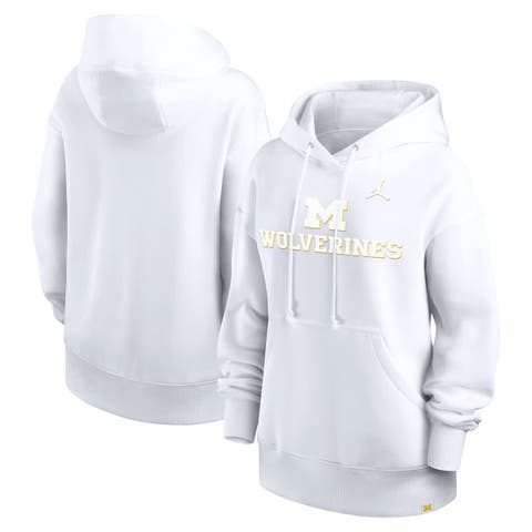 Women's Jordan Brand White Michigan Wolverines Oversized Statement Phoenix Pullover Hoodie