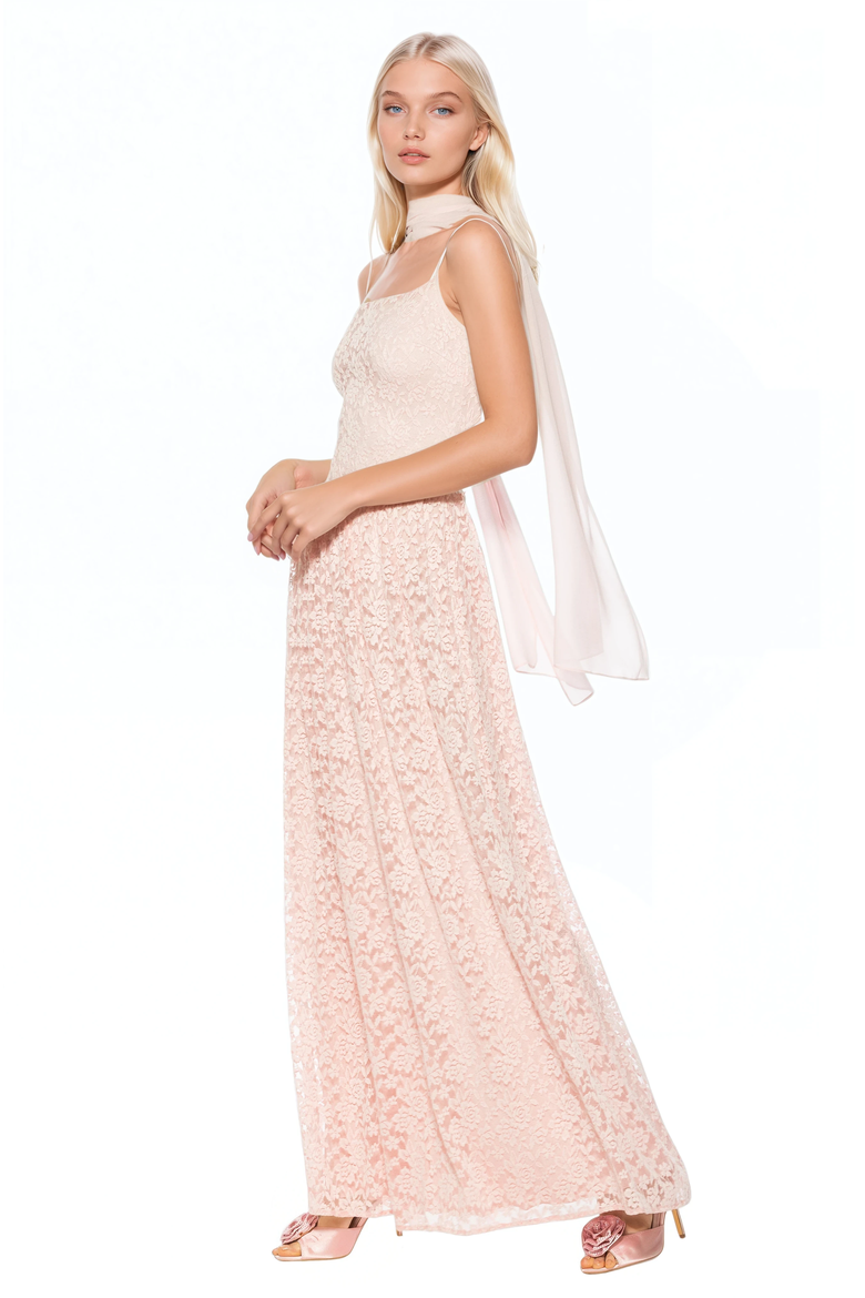 Marin Draped Bodice Dropped Waist Gown, Alternate, color, Pink