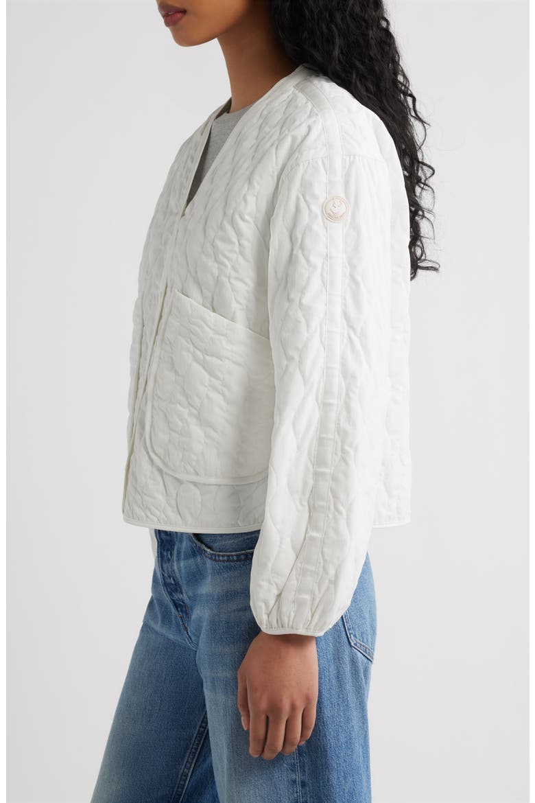 Fara Water Resistant Quilted Jacket, Alternate, color, OFF WHITE