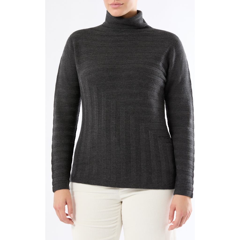 Marina Rinaldi Onde Virgin Wool Turtleneck Sweater In Gray