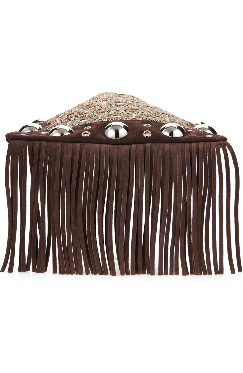 Valentino Garavani Medium Nellcôte Fringed Studded Suede Shoulder Bag, Alternate, color, Multicolor/ Testa Di Moro