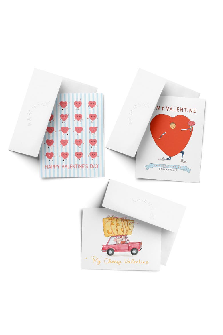 Valentine's Day Friendship Greeting Card Pack Sets, 'My Cheesy Mice, Non-Corny Valentine, Hearts Dance', Main, color, Multi-Pack