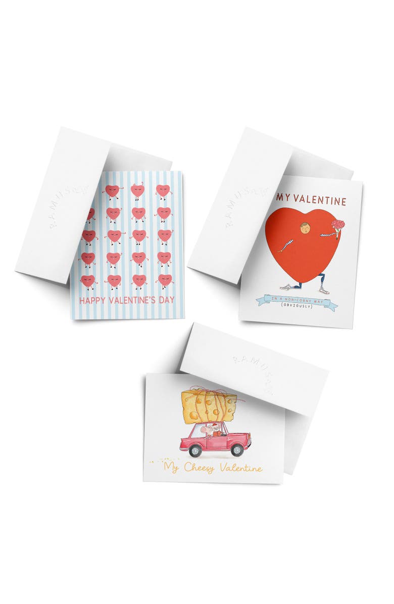 Ramus & Co Valentine's Day Friendship Greeting Card Pack Sets, 'My Cheesy Mice, Non-Corny Valentine, Hearts Dance', Main, color, Multi-Pack