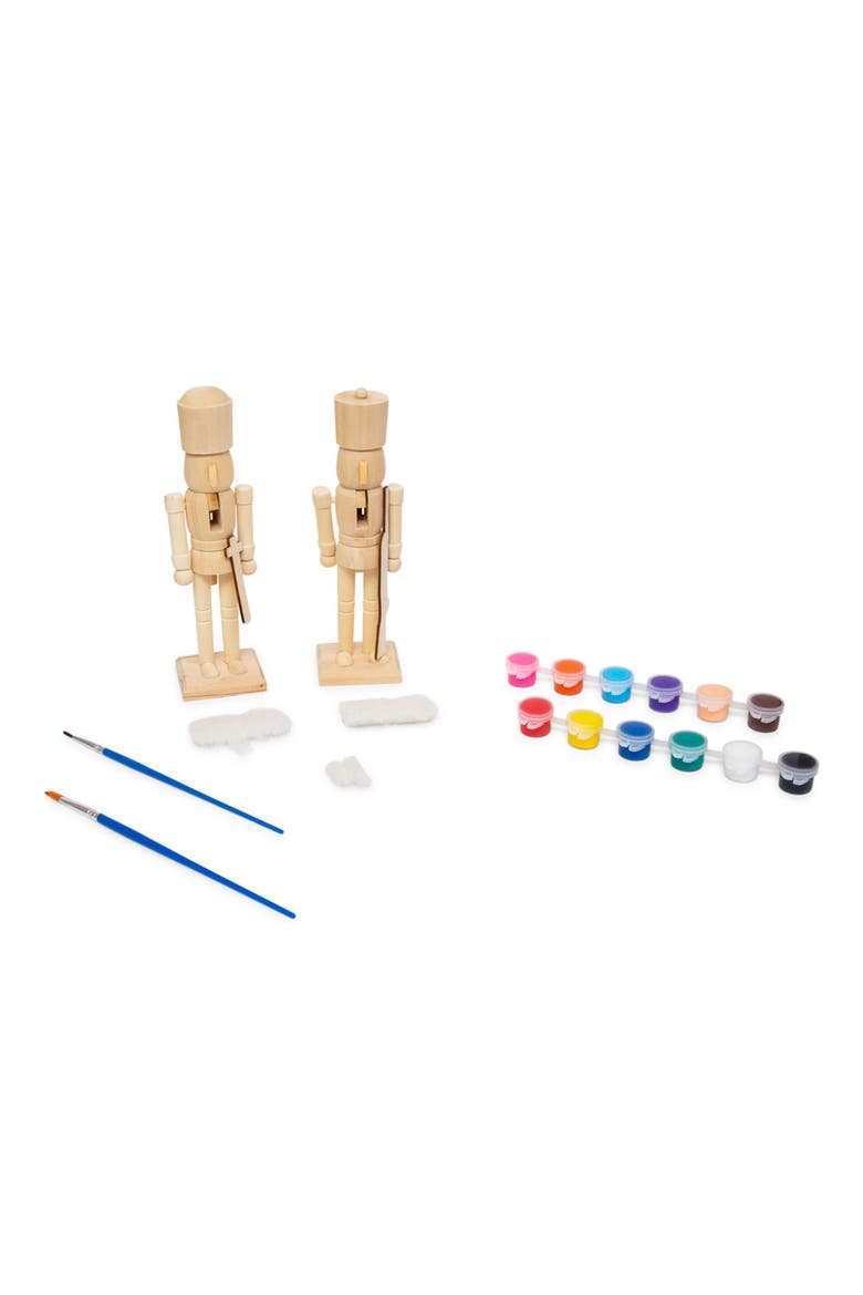Paint Your Own 7-Inch Wooden Nutcracker Figure Craft Kit | Set of 2, Alternate, color, Red