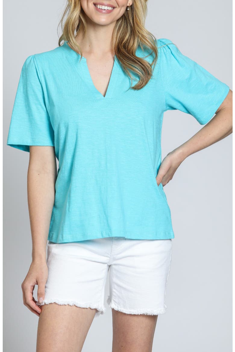 Split Neck T-Shirt, Main, color, CAPRI