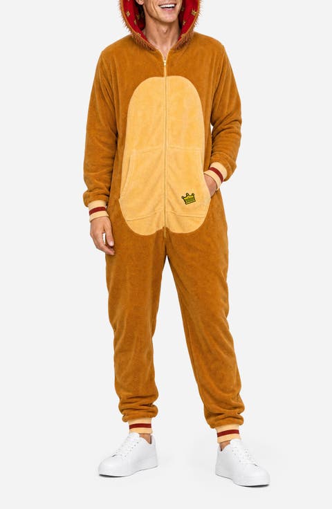 Lion Hooded Fleece Jumpsuit