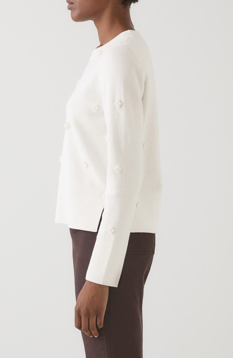 LK Bennett Buttercup Beaded Merino Wool & Cotton Sweater, Alternate, color, Ivory