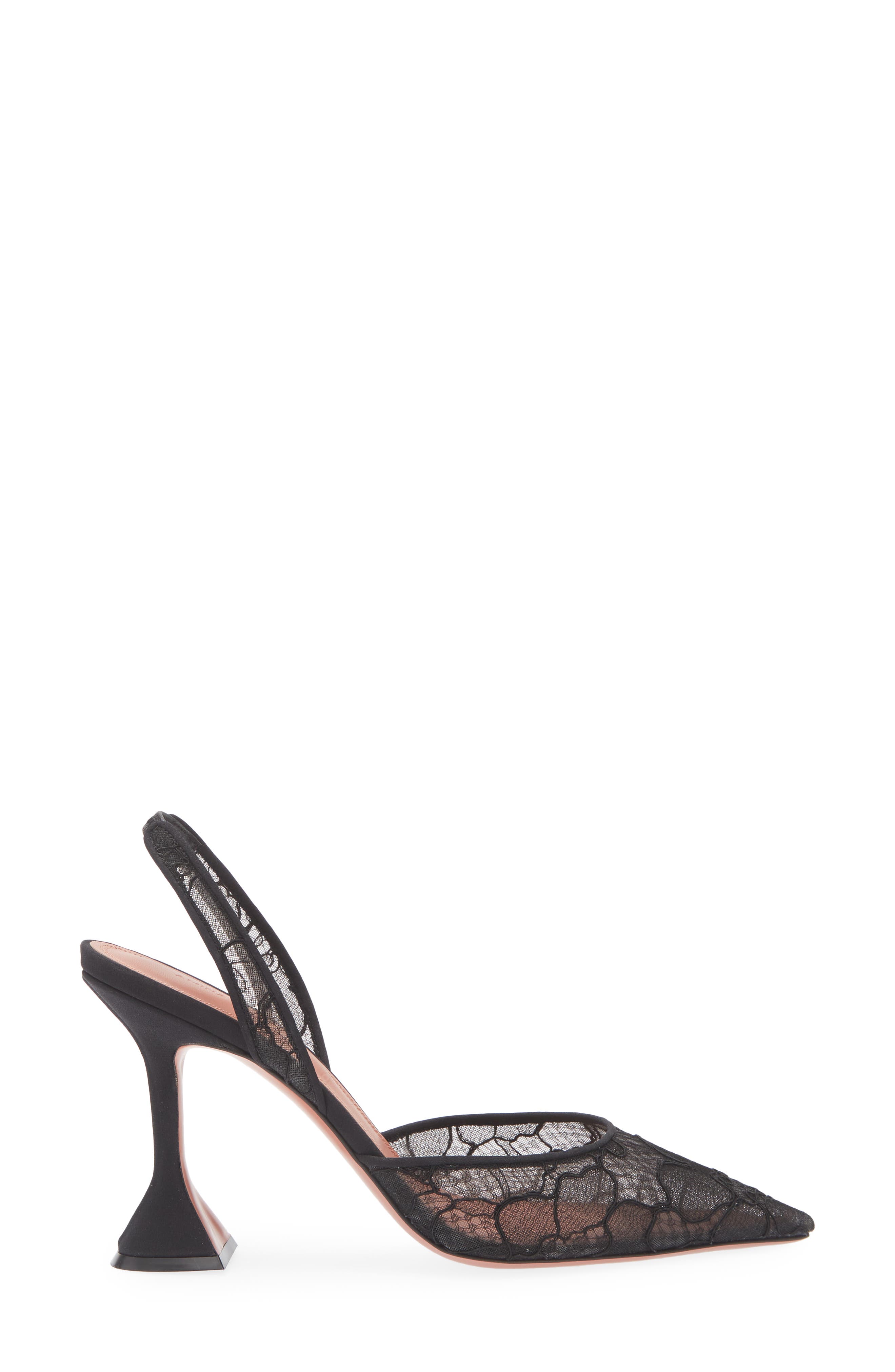 Amina Muaddi Holli Lace Slingback Pump, Alternate, color, Black Lace