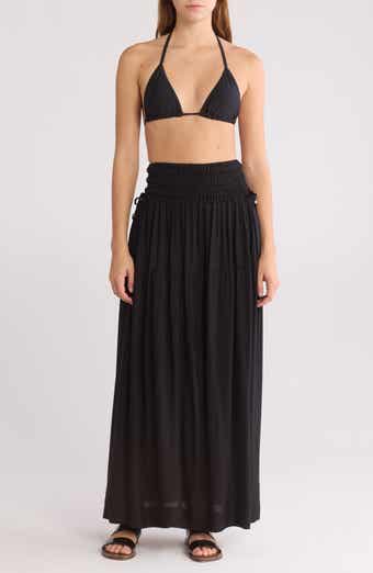 Elan Smocked Waist Maxi Cover-Up Skirt