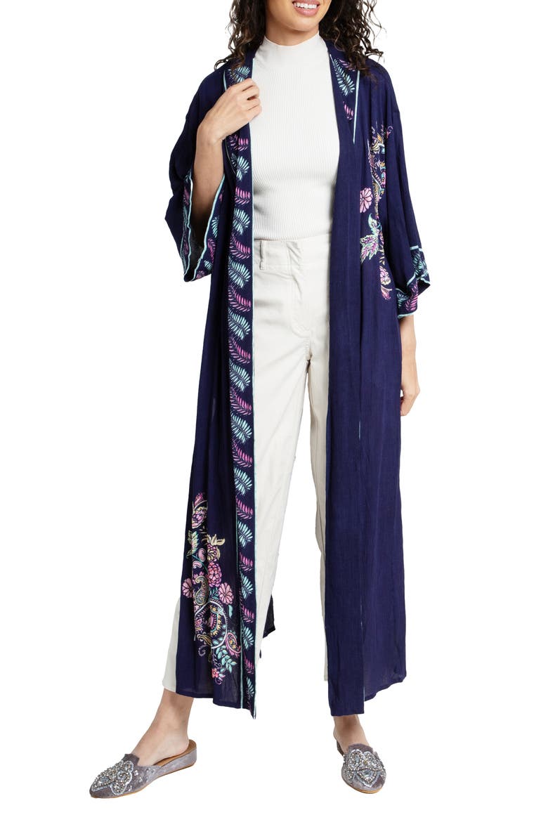 Floral Longline Topper, Main, color, NAVY