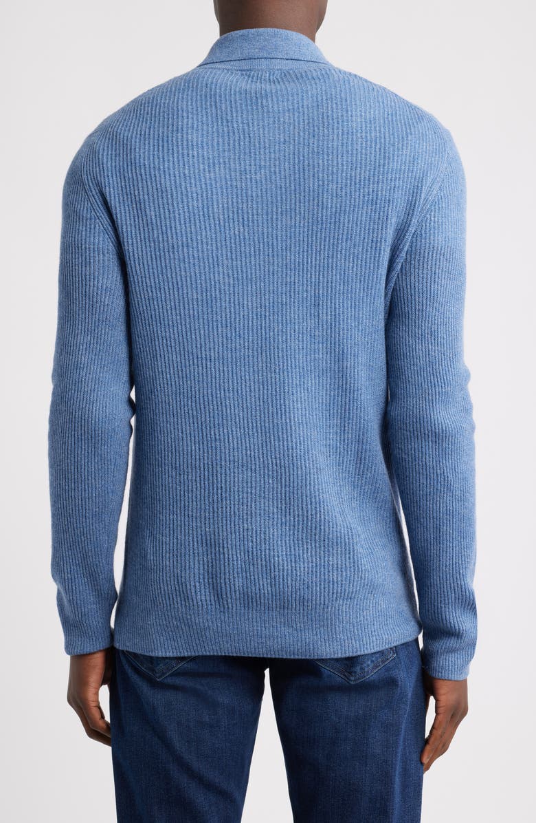 Rails Monty Ribbed Merino Wool Quarter Zip Polo Sweater, Alternate, color, Cerulean Melange