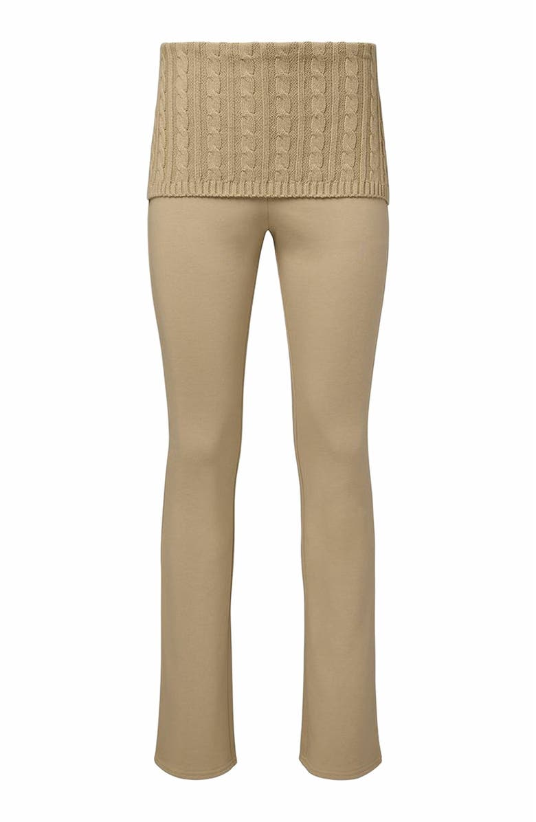 WeWoreWhat Cable Knit Roll Over Pant, Main, color, Taupe