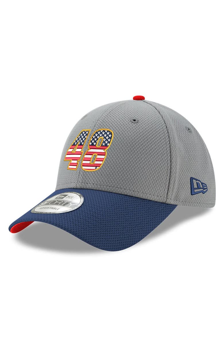New Era Men's New Era Gray/Navy Alex Bowman Salute 9FORTY Adjustable Hat, Main, color, Gray